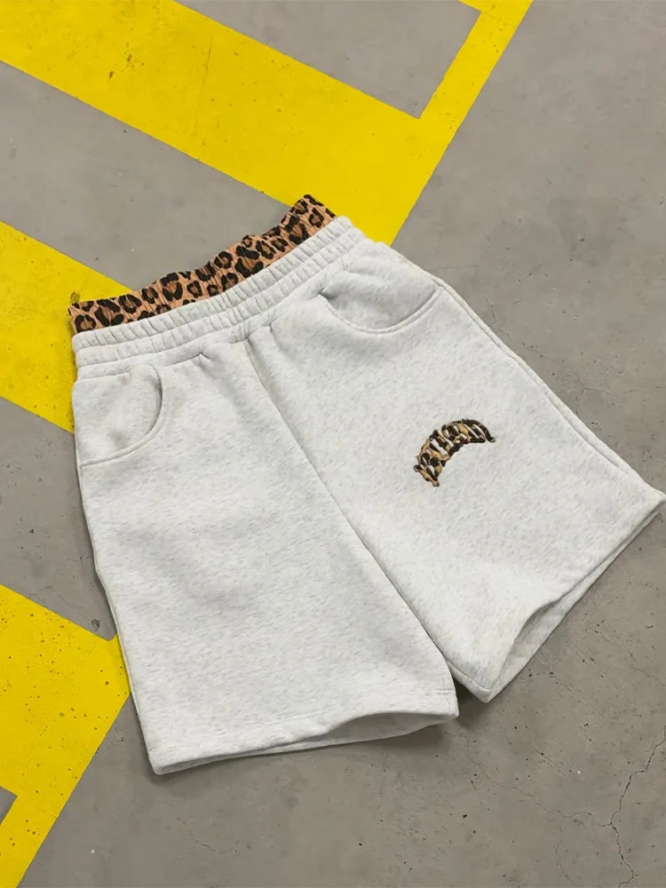 Y2K Trendy High-Quality Cross-Border Leopard Embroidered Casual Sports Men's and Women's Hooded Sweatshirt Pants