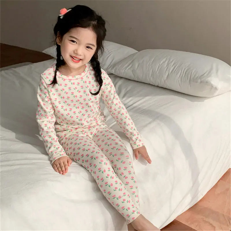Children Home Clothing Set 2-8 Year Old Girls Fashionable German Velvet Pajamas Autumn and Winter Two Piece Set of Warm Pajamas