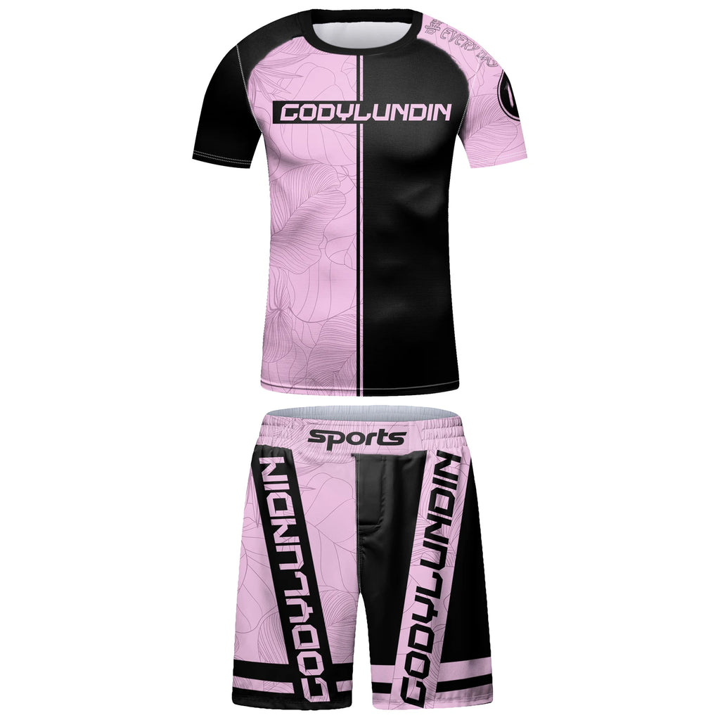 Kid's Girl Rashguard MMA T-shirt +Pants MMA Shorts 4PCS/Set Brazilian Grappling Jiu Jitsu Bjj Children Boxing Jersey Sportswear