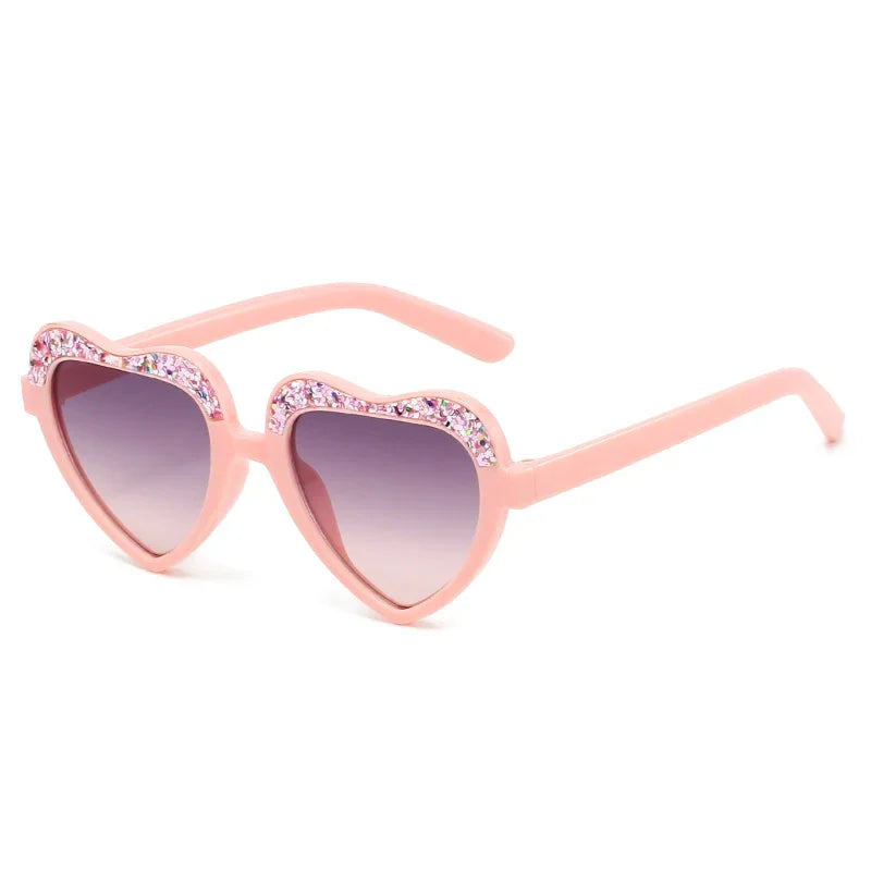New Fashion Kids Sunglasses Vintage Sun Glasses Trend Retro Love Diamonds Eyeglasses Cute Heart Boys Girls Children Eyewear