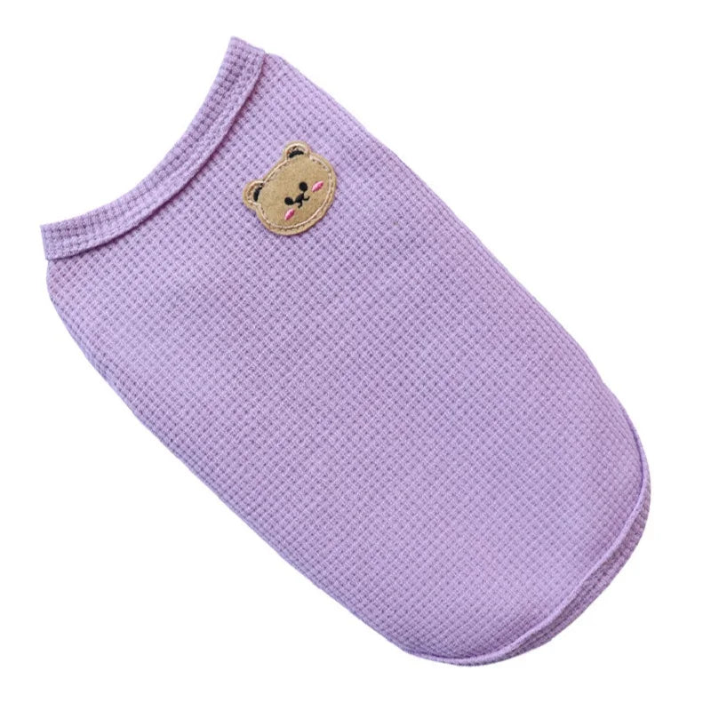 Pet Clothes Spring Summer Cat Dog T-shirt Breathable Waffle Vest Puppy Kitten Pet Supplies Chihuahua French Bulldog Clothing