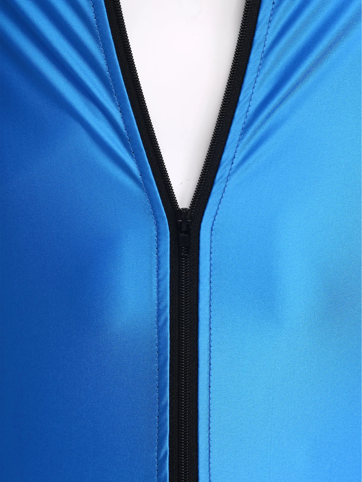 Men Swimsuit Glossy Bodysuit Rash Guard Wetsuit Swimwear Beach Surfing Sports Workout Romper Long Sleeve Zipper Silky Jumpsuit