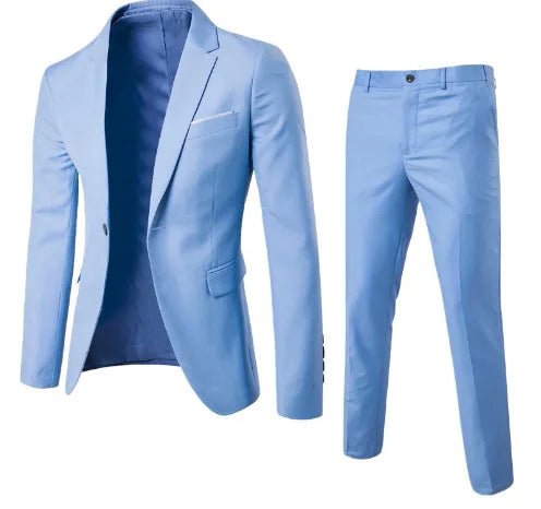 High Quality Men's Suit Sets Fashion Party Wedding Groom Outfits Solid Color Slim Elegant Two Piece Sets Blazer Jacket and Pants