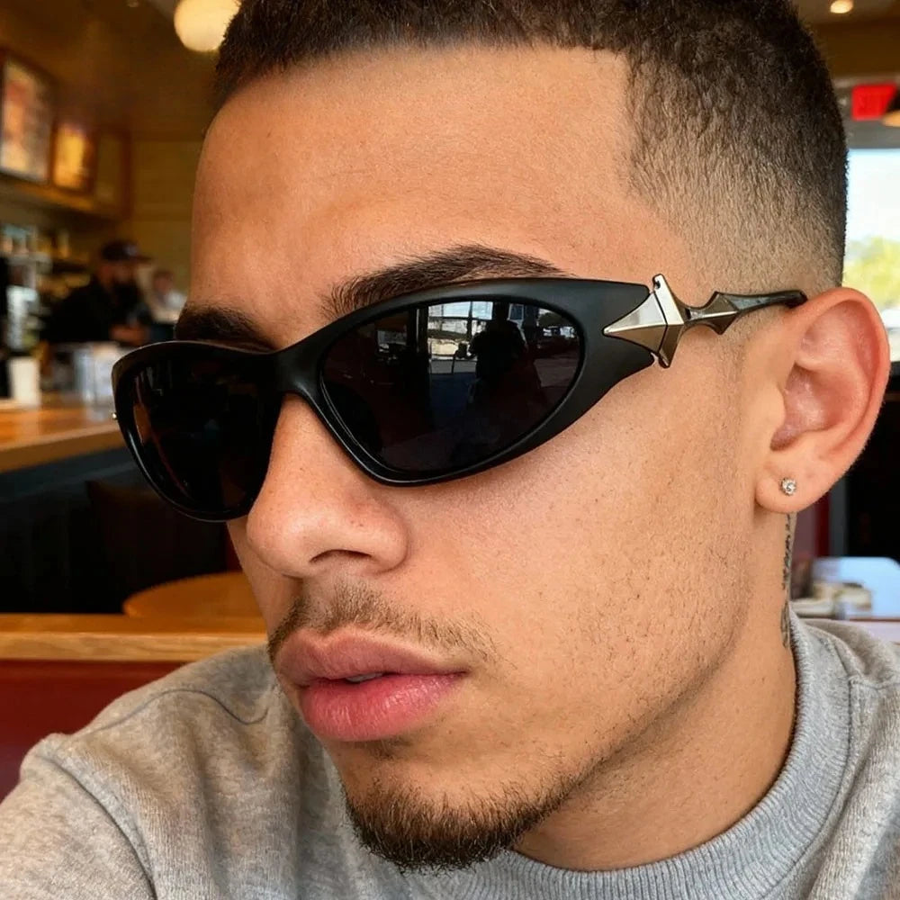Sunglasses for Men New Fashion Mirror Pilot Punk Vintage Alloy Star Leg Y2K Sun Glasses Women Sexy Hip Hop Shades Driving Uv400