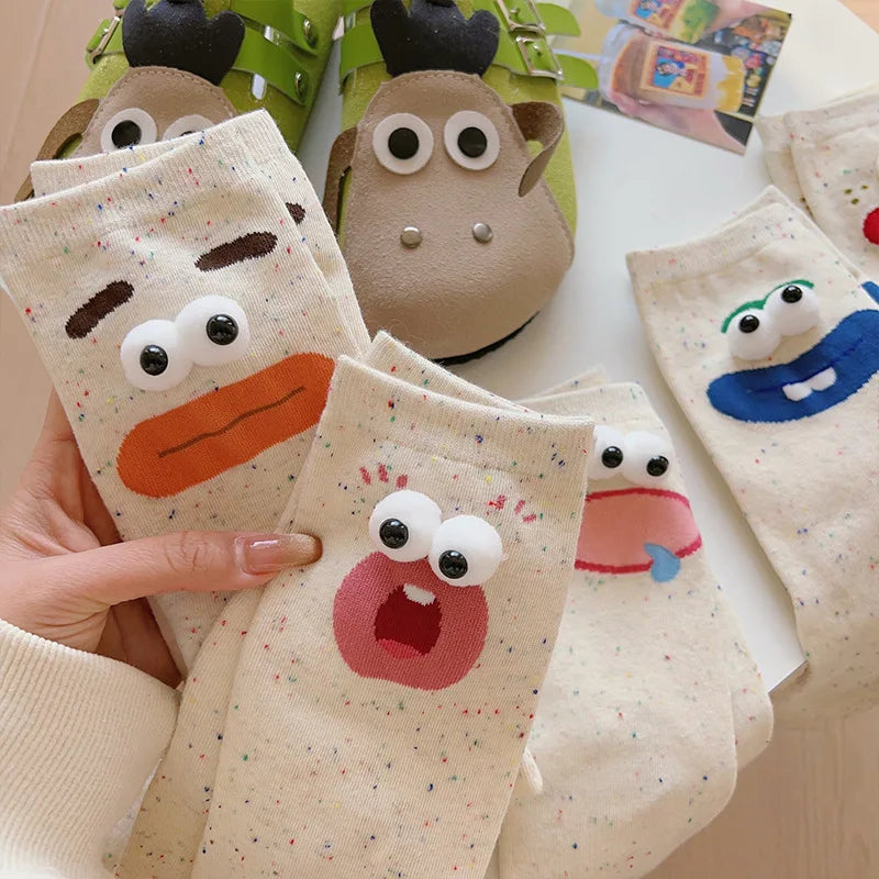 Funny Cartoon Socks Women's Strange Cartoon Small Cute Autumn Winter Coral Velvet Thickened Warm Socks Floor Sleeping LongSocks
