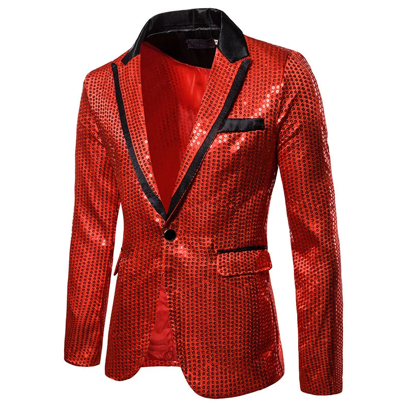 New Men's Dress Suit Round Sequin Boutique Casual Suit Jacket Men Wedding Stage Performance Costume Bar Nightclub Host Suit Tops