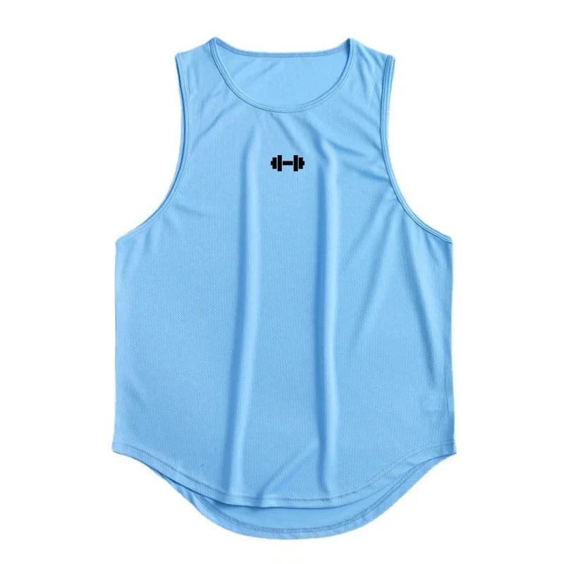 Summer Mens Gym Tank Tops Fitness Clothing Mesh Quick Dry Loose Fit Bodybuilding Sleeveless T Shirts Men Fashion Basketball Vest
