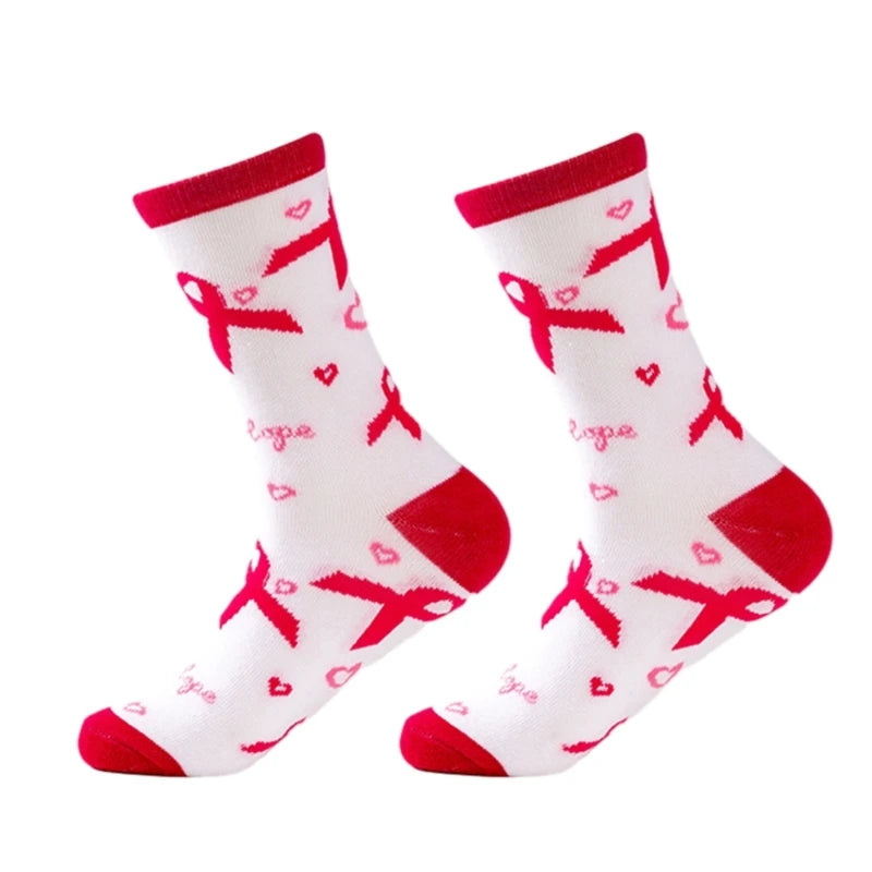 Womens Breast Cancers Awareness Socks,Soft Pink Ribbon Sport Socks Gifts