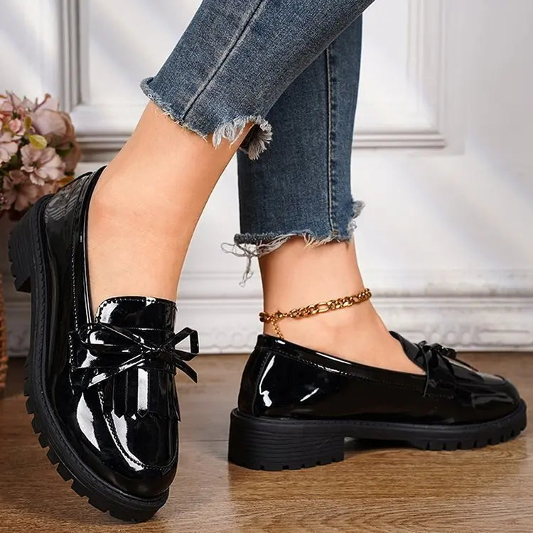 Loafers for Women Platform PU Leather Casual Shoes Woman Spring New Comfort Tassel Slip on Flats Single-shoe Plus Size 2026