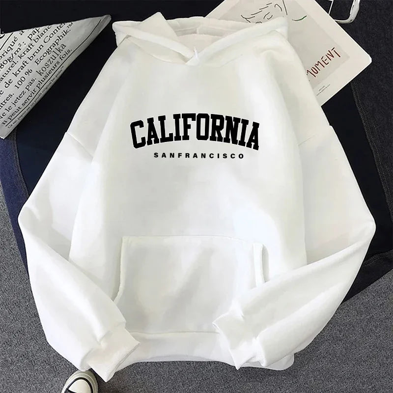 California Fashion Sweatshirts for Woman Fall Winter Daily Casual Sporty Hooded Long Sleeve Pullover Home Outdoor Comfort Hoodie