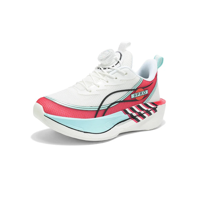 Kids Boys Rotary Buckle Running Shoes, Breathable Mesh, Shock-absorbing Thick Sole, Ideal for Sports & School Activities