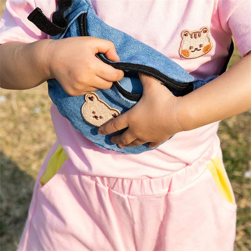 Denim Waist Bag for Kids Fashion Fanny Pack for Little Boy Girls Children's Bum Bag Lightweight Chest Bag Cool Shoulder Bags