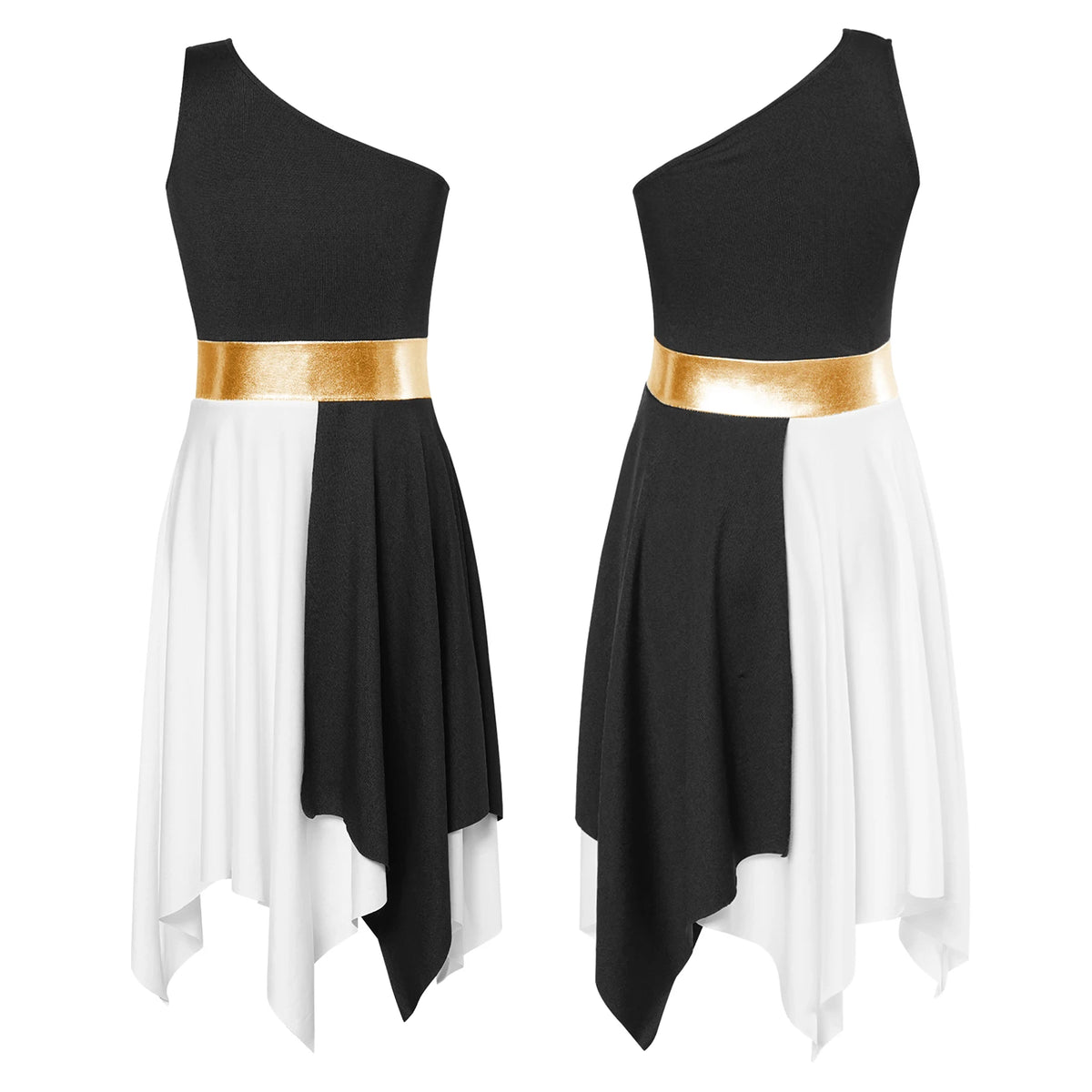 Kids Girls Etiquette Praise Dance Dress Sleeveless Church Christian Worship Costume Asymmetrical Tunic Contemporary Dance Dress