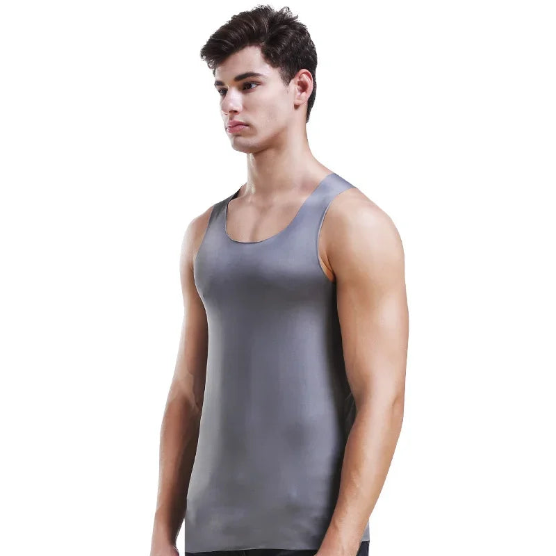 Men's vest, ice-silk seamless fitness tight breathable underwear, youth sports hurdles sleeveless base undershirt