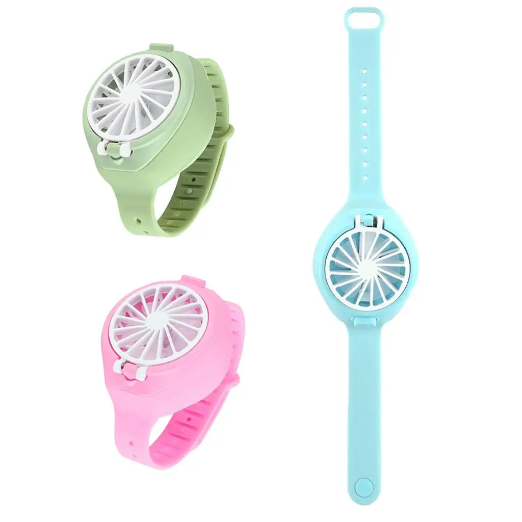 2 Pieces Kids Fan Watch Portable Silent Mini Summer Fan Toys USB Charge