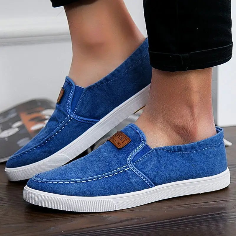 Men's Breathable Canvas Loafers – Lightweight Denim Slip-On Sneakers, Casual Walking Flats for Spring/Summer