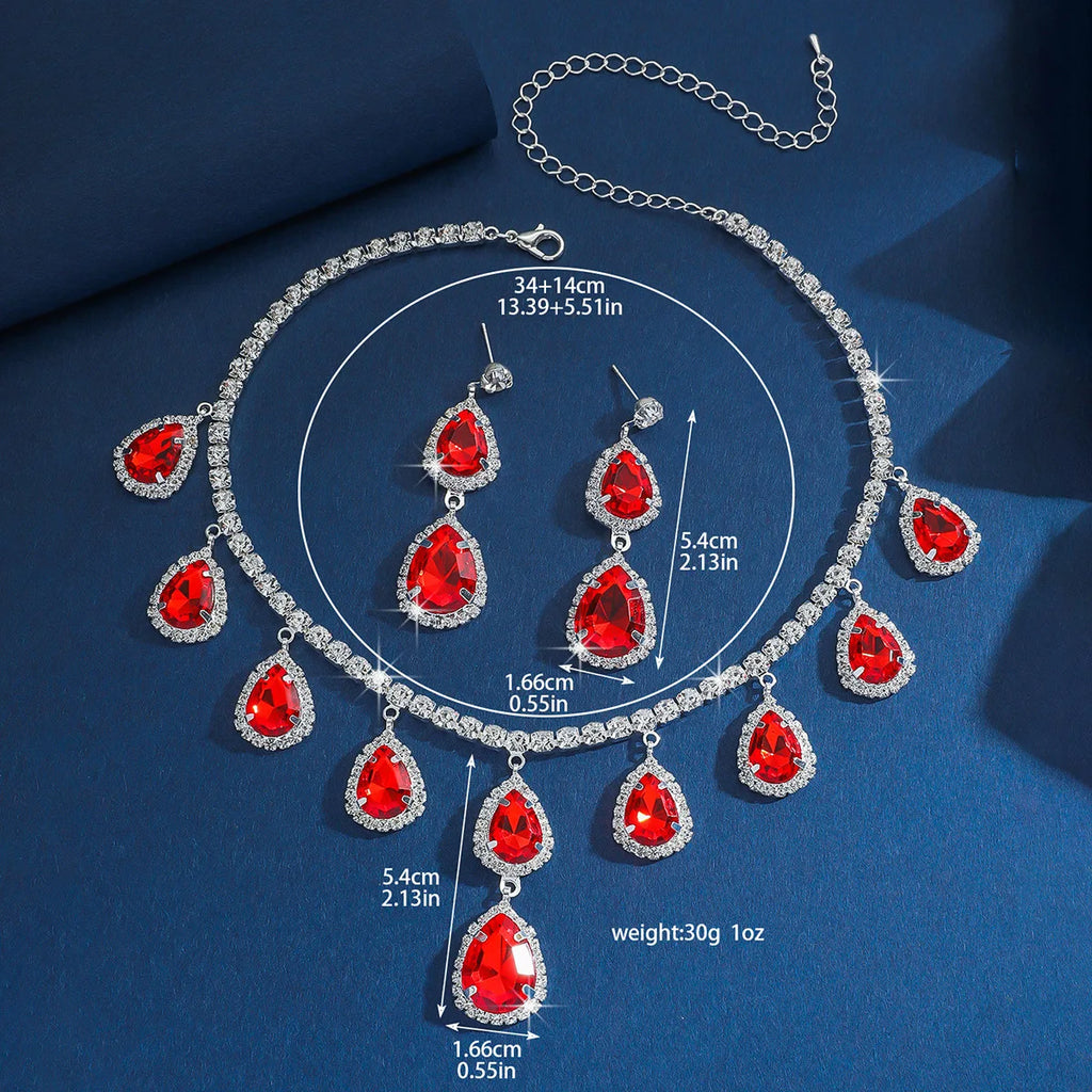 Women's Elegant Crystal Decorated Jewelry Set Trendy Pendant Necklace & Dangle Earrings Jewelry Set for Daily Clothing Decor