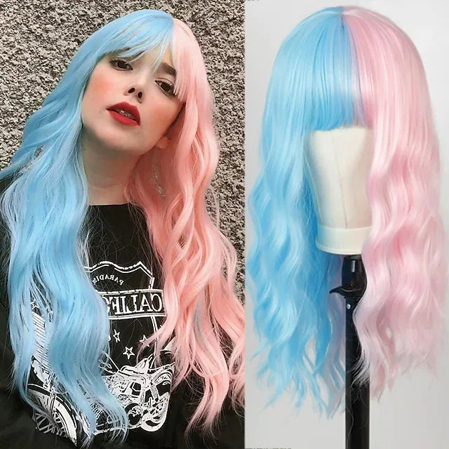 Wigs for Women Yellow and Black Wig Long Straight hair Cosplay Wig Halloween wig Two Tone Ombre Color Women Synthetic Hair Wigs