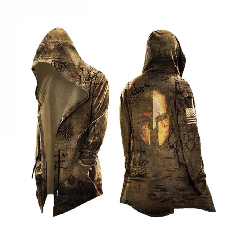 New style hoodie2025Cross-border European and American Style Men's Hoodie Cardigan Tough Guy No Zipper Printed Halloween Hooded