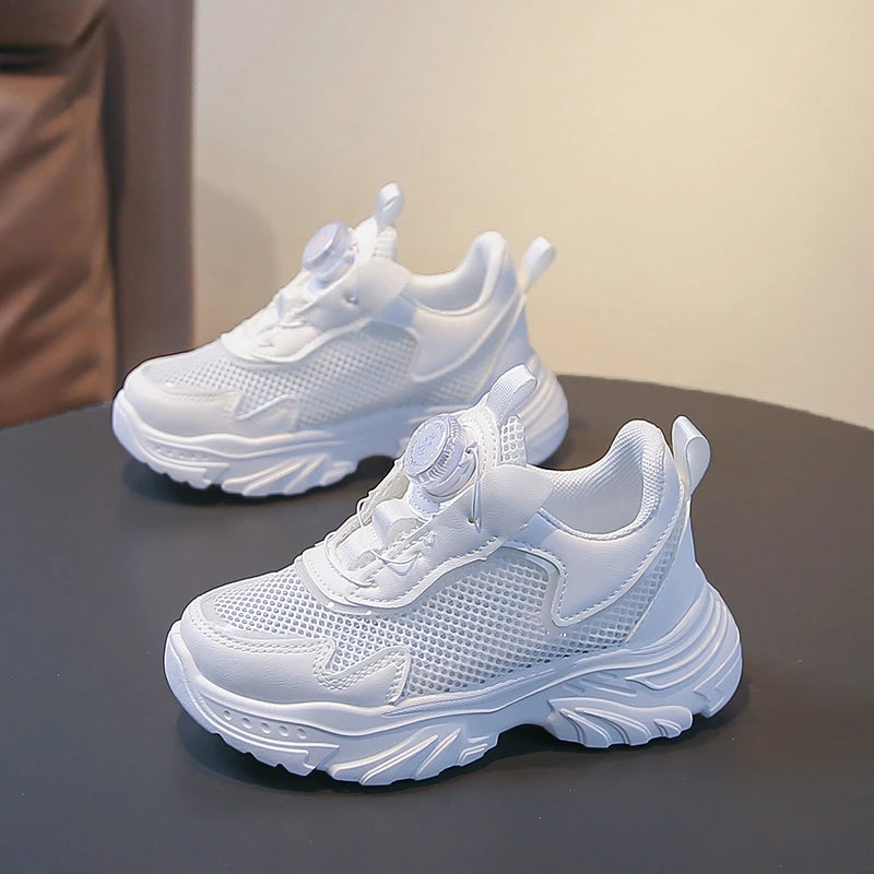 Girls Casual Sports Shoes Mesh Breathable Kids Basketball Shoes Rotating 2026 Brand New Children Running Shoes Soft Non-slip