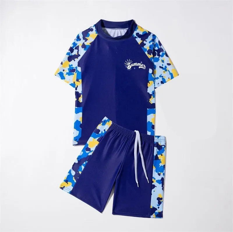 2025 Pool Sports Children Swimsuits Cartoon Short Sleeve Summer Beachwear Girls Swimsuit Kids Bikinis