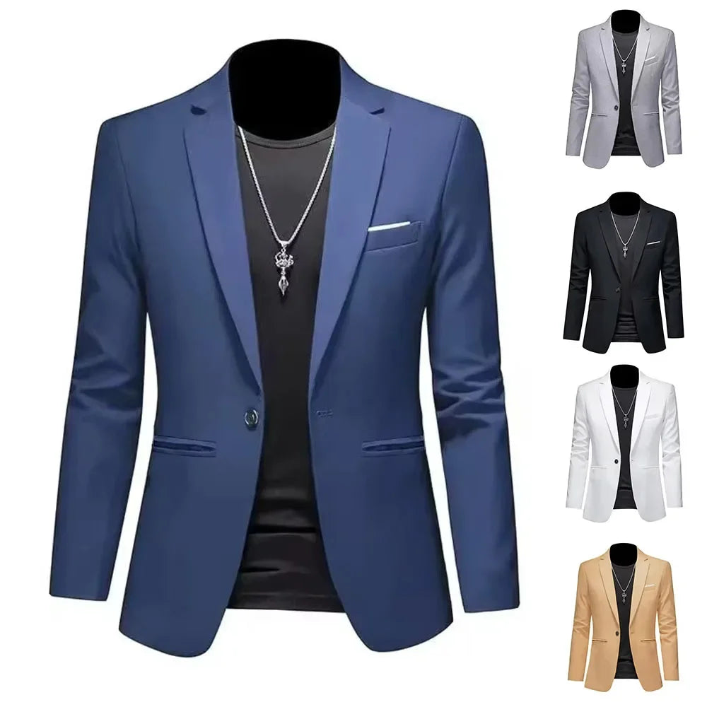 Men's Fashion Light Luxury Casual Business Suit Autumn New Slim Fit  Non-ironing Suit Jacket Solid Color Basic Suit Male Clothes