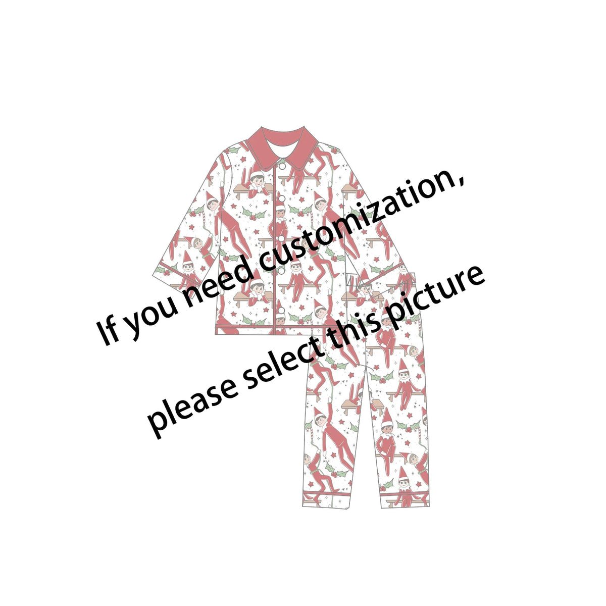 Custom Boutique Children Christmas Pyjamas Set Kids High Quality Frills Girls Boys Pajamas Clothing