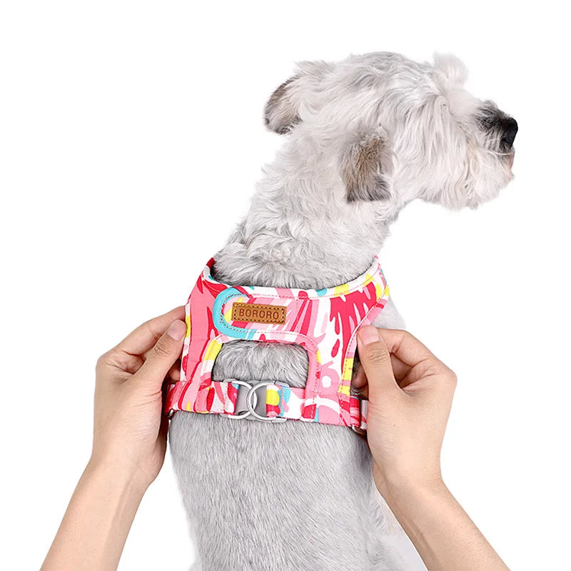Dog Cat Harness Adjustable Vest Walking Lead Leash For Puppy Dogs Collar Polyester Mesh Harness For Small Medium Dog Cat Pet