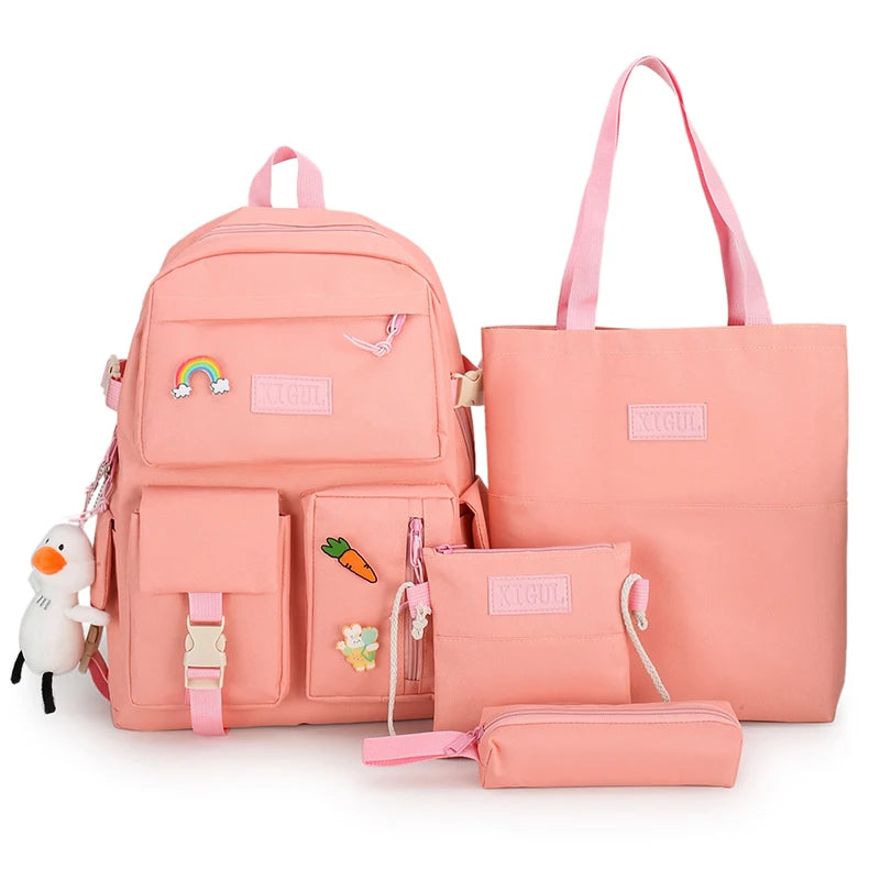 4 Pcs Sets Children's School Backpack Kawaii Women's Backpack Bookbag School Bags for Teens Girls mochilas para niñas 가방 рюкзак