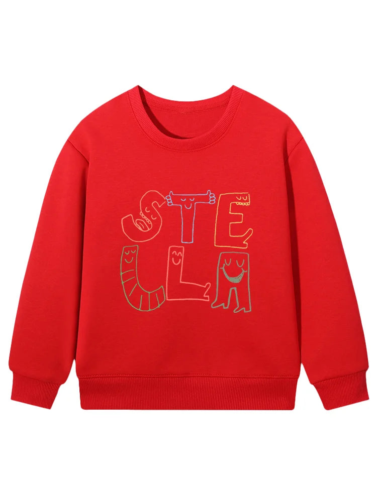 cute Boys sweatshirt Children winter clothing 2026 New cotton fun print long sleeves Kids pullover Cartoon letter Hoodie sweater