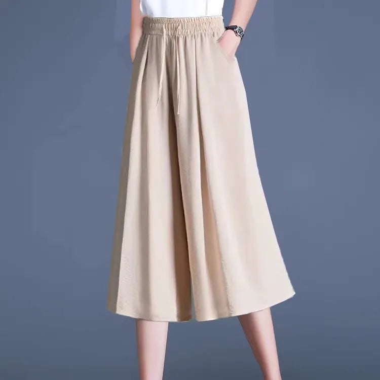 Ice Sensation Women's Summer 2025 New Wide Leg Pants Loose Casual Long Trousers Mom Korean Sle High Waist Polyester Fiber