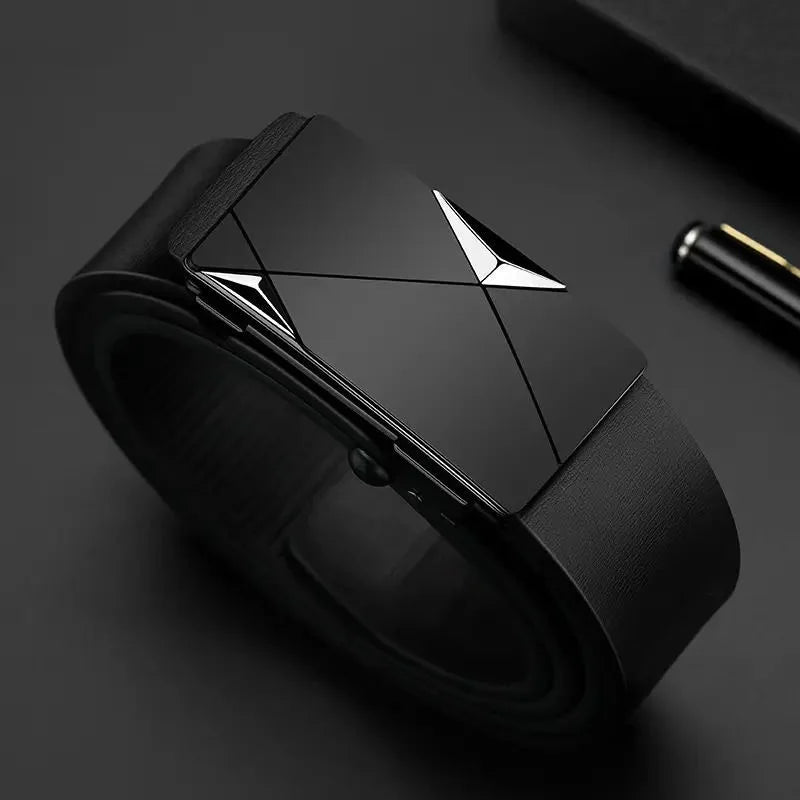 Men's Leather Belts Fashion Automatic Buckle Cowskin Male Belts Luxury Designer Black belt 130cm Plus Size Jeans Belt