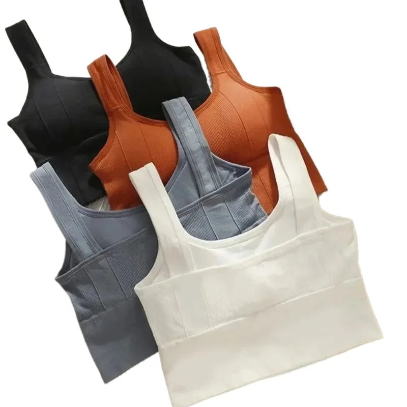 Sports Bra with Sweat-proof Function for Fitness Wear. Women's Seamless Yoga Bra. Anti-shock Off-shoulder Top.