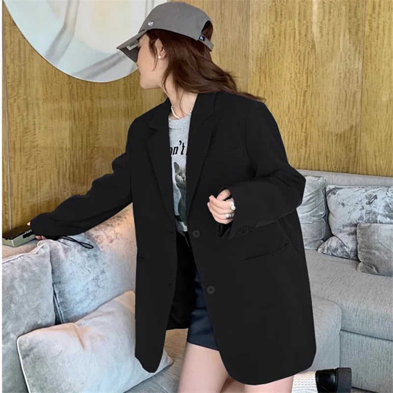 New in Spring  Autumn Style Commuter Suit Women Long Sleeved Fashionable Casual Loose Solid Color Suit Jacket Clothes Top