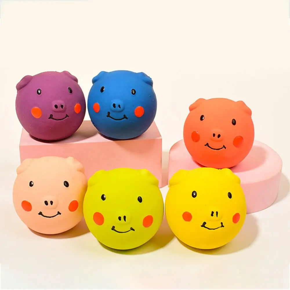 Pet Biting Toys Cartoon Latex Squeaky Dog Toys Soft Bite Resistant Pig Pet Squeaky Toys Colorful Doy Molar Self Happy