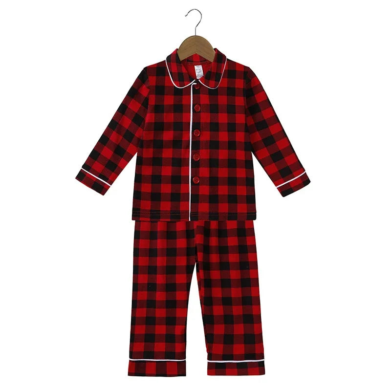 Christmas Pyjamas Sets for Kids 1-13 Years Cotton Loungewear Sibling Pajamas Winter Baby Boys Girls Soft Plaid Children Clothes