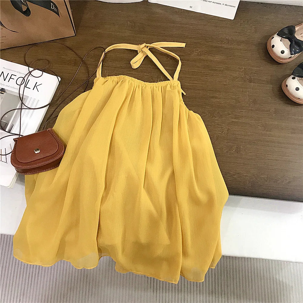Girls Casual Dresses Halter Sleeveless Dress Kids Clothes Girls Summer Dress Party Dress for Kids Girl 2 To 7 Years