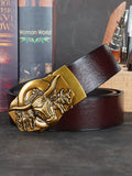 Men's Belts-Vintage StyleSecond Layer Cowhide Ratchet Belt -Adjustable Automatic Buckle Durable Alloy Buckle High Quality Casual