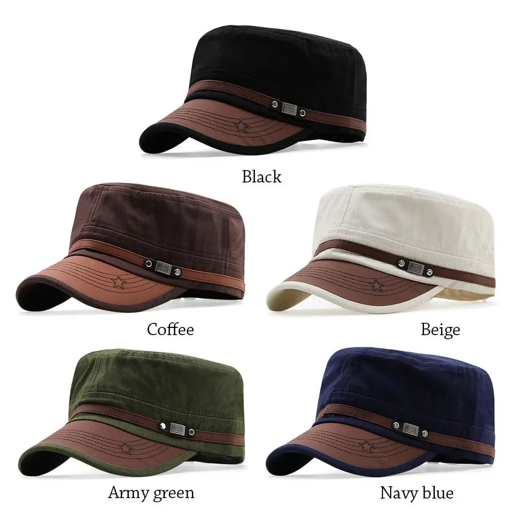 Hat Men Unisex  Hat Baseball Cap Cotton Cadet Hat   Breathable Combat Fishing Flat Adjustable Cap