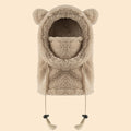 Children's Hats for 3-14 Years Old, Velvet Ear-Protecting Scarves for Boys in Autumn and Winter, One-Piece Hats