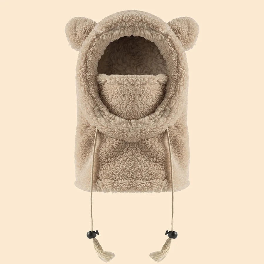 Children's Hats for 3-14 Years Old, Velvet Ear-Protecting Scarves for Boys in Autumn and Winter, One-Piece Hats