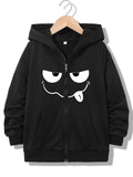 Kids Funny Sly Face Graphic Zip Up Hoodie Loose Long Sleeve Hooded Jacket Casual Cute Outerwear for Boys Girls