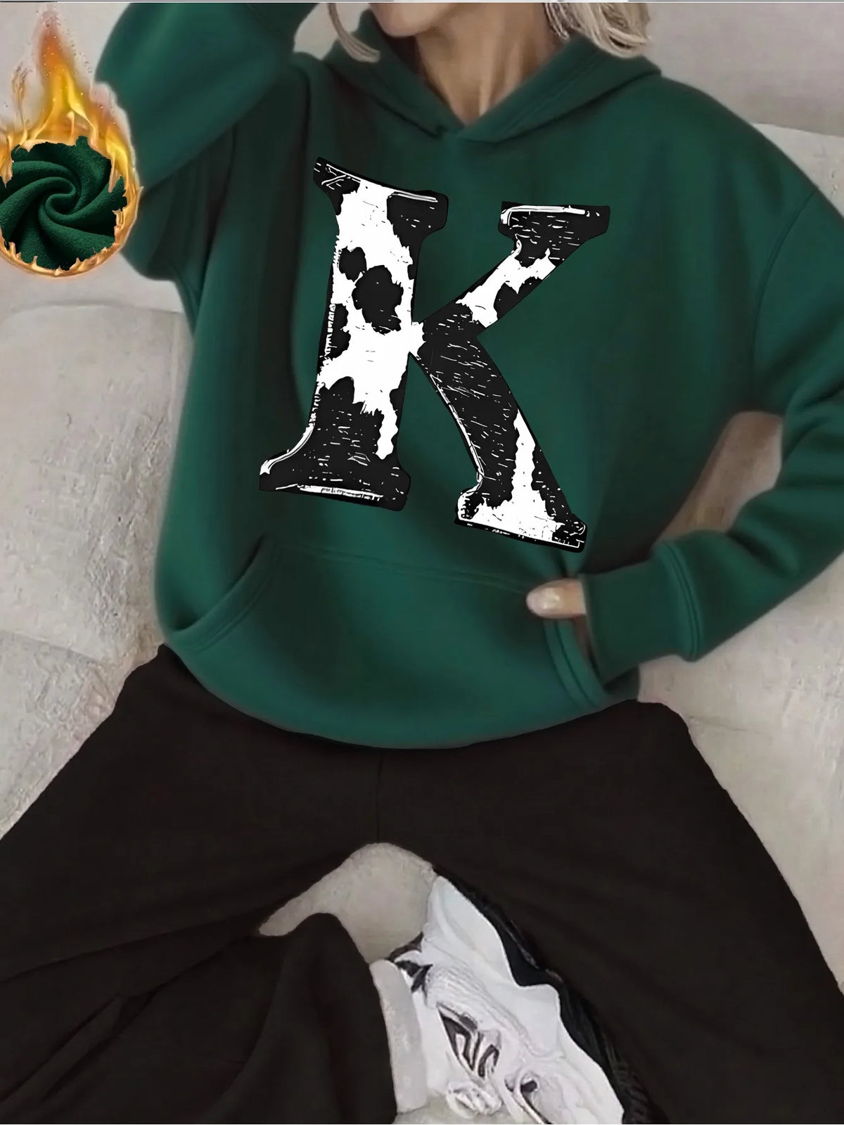 Women's Hoodie+Sports Pants Set Hip Hop Street Casual Skull Letter Printed Hoodie Loose Sports Shirt Autumn Warm Wool Clothing