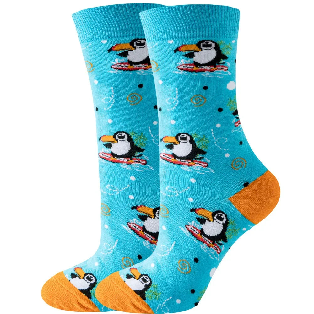 Cute Women Socks Cartoon Animal Food Fruit Socks Kawaii Funny Trendy Socks Happy Harajuku Casual Autumn Spring Stocking