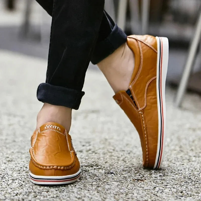 Plus Size Men's Loafers Outdoor Comfort Flat Moccasin Shoes Men's Genuine Leather Casual Party Driving Shoes Zapatos De Hombre