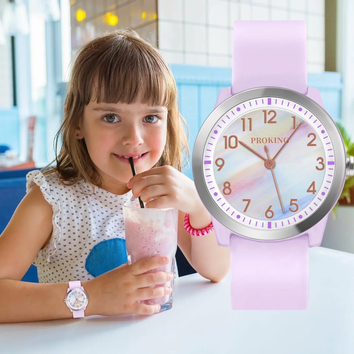 PROKING Kids Watch for Girls Boys Children Teens Analog for Kid 8-18 Years Old Learning Time and Easy to Read 50M Waterproof Wit