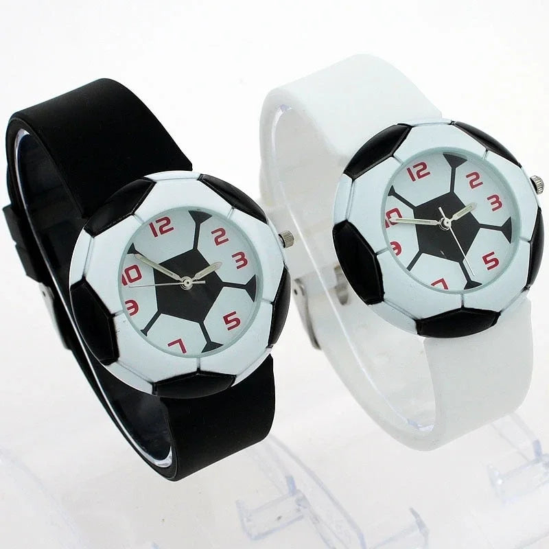 Children Football Cartoon Children Watch For Girls Rubber Kids Watches Boys Silicone Strap Analog WristWatch