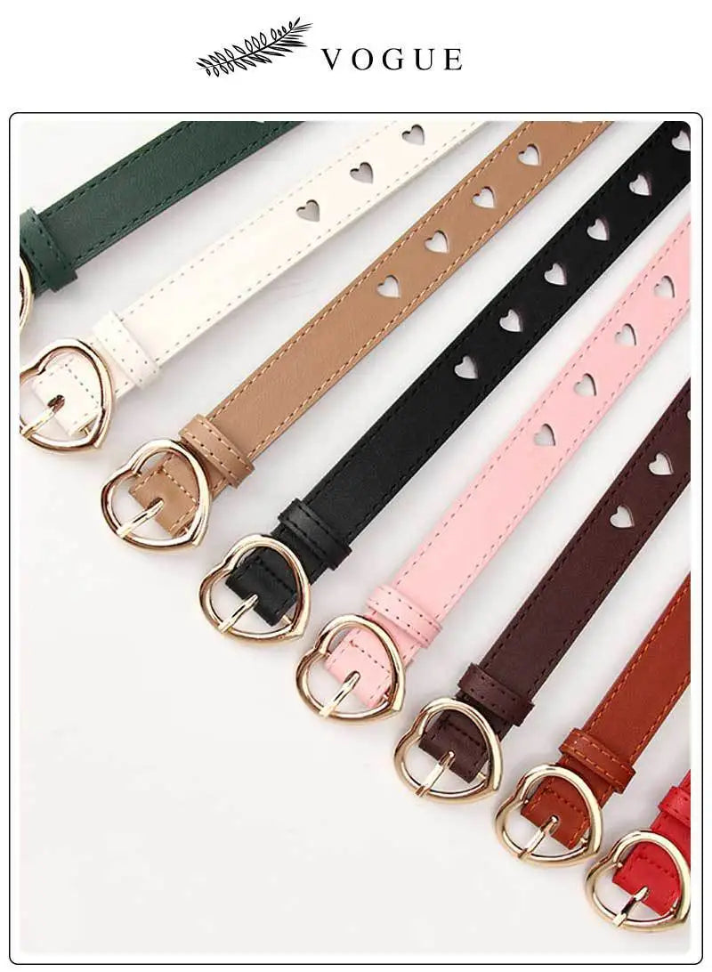 Women's belts Pin buckle belts spring and summer new women's versatile with trouser belts hollow heart shape