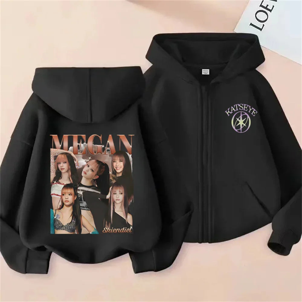 Toddler Girl Clothes Girl Group Katseye Zipper Hoodie Boys Fashion Casual Sweatshirt Movie New Kids KATSEYE Zip UP Hooded Tops