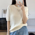 WinvyNee Summer Women’s 100% Cotton Sweaters T-Shirt Short Sleeve O neck Solid Knitwears Pullover Female Tops Spring A1002025